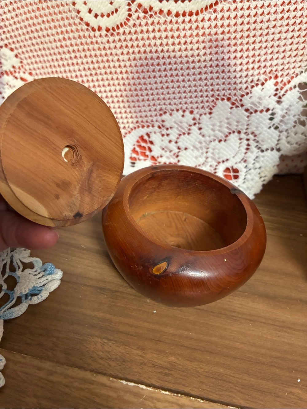 Wooden Lidded Decorative Box with Yellow Knob - Picture 4 of 9